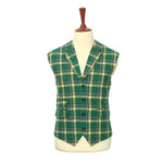 Mens Vest Suit Lapel Green Yellow Plaid Check Wool Dress Formal Waistcoat XL 46