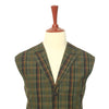 Mens Vest Suit Lapel Olive Green Brown Plaid Formal Wedding Waistcoat XL 46