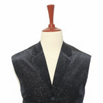 Mens Vest Suit Lapel Black Glitter Velvet Formal Party Wedding Waistcoat XL 46