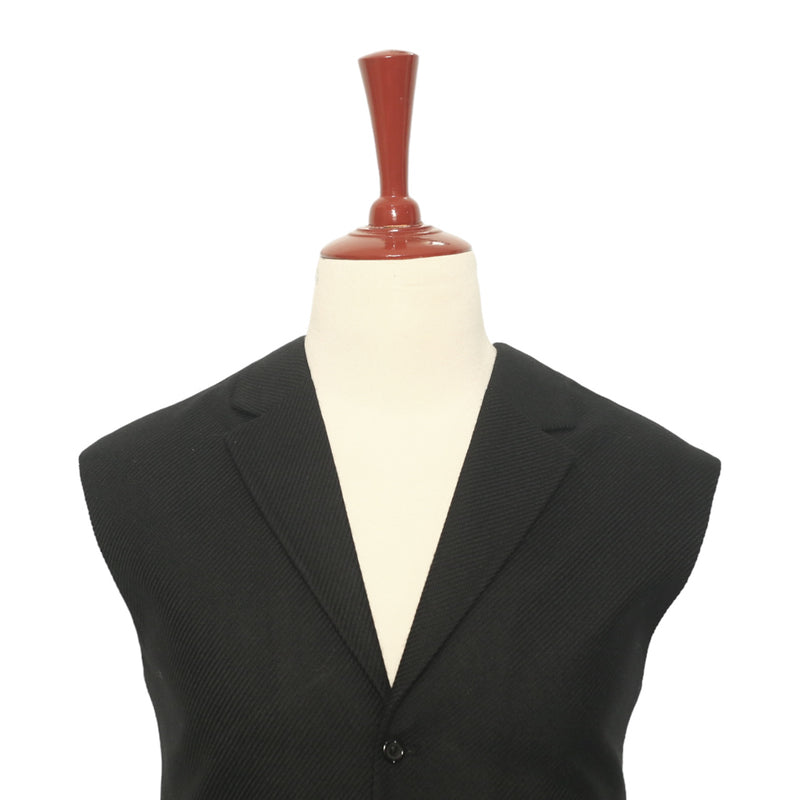 Mens Vest Suit Lapel Black Wool Handmade Dress Formal Wedding Waistcoat XL 46