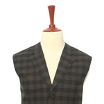 Mens Vest Suit Lapel Green Brown Plaid Check Wool Formal Wedding Waistcoat XL 46