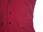 Mens Vest Suit Lapel Red Burgundy Wool Blend Formal Wedding Waistcoat XL 46