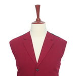 Mens Vest Suit Lapel Red Burgundy Wool Blend Formal Wedding Waistcoat XL 46