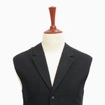 Mens Vest Suit Lapel Black Textured Wool Blend Formal Wedding Waistcoat XL 46