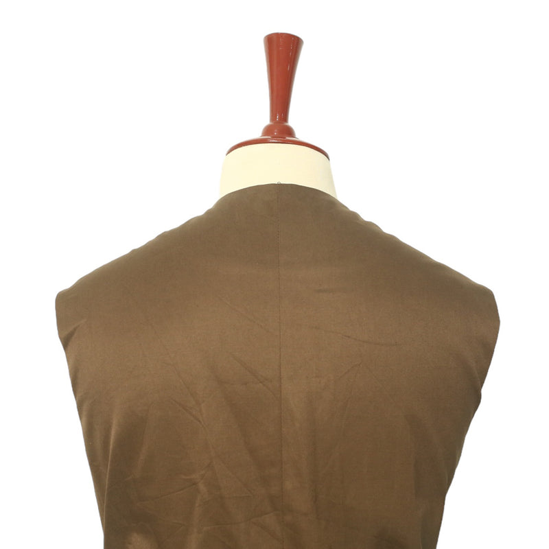 Mens Vest Suit Lapel Brown Abstract Cotton Dress Formal Wedding Waistcoat XL 46