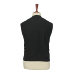 Mens Vest Suit Lapel Black Textured Cotton Blend Formal Wedding Waistcoat XL 46